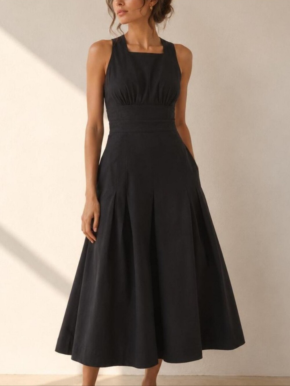 Rachel Zoe Linen Criss Cross Strap Back Pleated Maxi Dress #3781